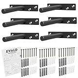 EVALD Heavy Duty Floating Shelf Bracket | 4-Inch Floating Mantel Mount, Blind Shelf Supports, and Anchors | Floating Shelf Hardware for Home and Office Decor | Fireplace Mantel Brackets (6 Pack)