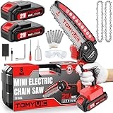 Electric 6 Inch Mini Small Cordless Battery Powered Handheld Chainsaw With Charger For Trimming On Tree Branches, Wood Cutting, Pruning Shears To Diy, Backyard Upkeep, Light Home Repairs