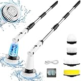 Electric Spin Scrubber, 2024 New Bathroom Cleaner, Power Shower Cleaning Brush with Extendable Handle & 4 Brush Heads, Shower Scrubber for Bathtub Tile Grout Kitchen Window and Floor