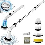 Electric Spin Scrubber, 2024 Upgraded Bathroom Cleaner, Power Shower Cleaning Brush with Extendable Handle & 4 Brush Heads, Dual Speed & USB-C Charging, Shower Scrubber for Bathtub, Tile, and Floor