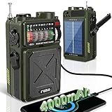 Emergency Crank Radio- Emgykit 4000mAh/14800mWh AM/FM/WB/SW/NOAA Weather Radio with Bluetooth,Flashlight,SOS Alarm, Powered by USB Charged,Hand Crank & Solar Power for Camping, Emergency