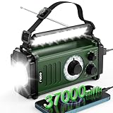 Emergency Radio, Solar Radio, 37000mWh Hand Crank Radio, NOAA AM FM Weather Radio, 5 Charging Methods, Polymer Battery, Flashlight & Reading Lamp, SOS Alarm, Phone Charger for Winter Storm Emergency