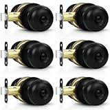 Estmoon 6 Pack Door Knobs, Matte Black Privacy Door Knob with Lock, Keyless Door Handle with Lock for Bedrooms/Bathrooms