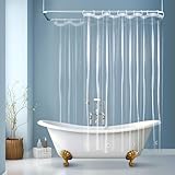 EurCross Clawfoot Tub Clear Shower Curtain 180x72 inch with 30 Holes and Free Hooks,Extra Large Wide Clear Shower Curtain Liner with 5 Magnet Weights, 9G Thickness Premium PEVA,Waterproof