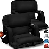 Extra Wide Stadium Seats With Back Support 2 Pack, Exclusive "Sofa Style" Design Thick Bleacher Chairs With Back and Cushion, 6 Reclining Positions - Ultimate Comfort for Sports Events (Black, 25")