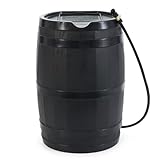 FCMP Outdoor RC45 Rain Barrel (45-Gallon) - Water Rain Catcher Barrel with Flat Back for Watering Outdoor Plants, Gardens, and Landscapes, Black