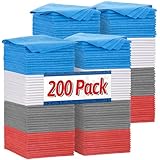FIXSMITH Shop Towels, Microfiber Cleaning Cloth Bulk, 200 Pack Microfiber Towels for Cars, All-Purpose Absorbent Cleaning Rags, Dust Cloth for Automotive, Mechanic, Garage, Bar, 11.5 x 11.5 inch