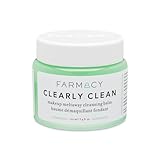 Farmacy Makeup Remover Cleansing Balm - Clearly Clean Sensitive Skin Makeup Remover + Oil Based Cleanser - Gentle Exfoliating Double Cleanser - Melts From Balm to Milky Lather (100ml)