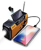 FosPower Emergency Weather Radio (Model A1) NOAA/AM/FM with 7400mWh Portable Power Bank, USB/Solar/Hand Crank Charging, Battery Operated, SOS Alarm & Flashlight for Indoor/Outdoor Emergencies