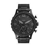 Fossil Men's Nate Quartz Stainless Steel Chronograph Watch, Color: Black (Model: JR1401)