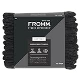 Fromm Softees Microfiber Salon Hair Towels for Hairstylists, Barbers, Spa, Gym in Black, 16" by 29", 10 count Perfect Hair Care Towel for Drying Curly, Long, Wavy Hair