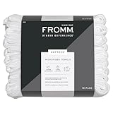 Fromm Softees Microfiber Salon Hair Towels for Hairstylists, Barbers, Spa, Gym in White, 16