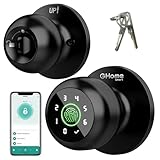 GHome Smart 4-in-1 Smart Door Knob Fingerprint Door Lock with Keypad, Biometric & App Control, Keyless Entry for Room, Garage, Office, Apartment, Local Data Storage