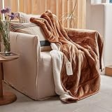 GOTCOZY Heated Blanket Electric Throw 50''X60''- Soft Silky Plush Electric Blanket with 4 Heating Level & 3 Hour Auto Off Heating Blanket, ETL Certified Machine Washable (Biscuit)