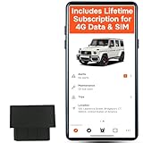 GPS Tracker for Vehicles No Monthly Fee, No Subscription, SIM and Data Included, Vehicle Location, Trip History, Driving Alerts, Geofence, OBD, USA Developed, 4G, Moto Watchdog