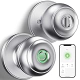 GeekTale Fingerprint Door Lock for Bedrooms, Fingerprint Door Knob with Lock, Smart Door Knob Biometric Door Knob, App Control, Back-up Keys, Thumbprint Door Knob for Bedrooms, Office, Apartment
