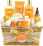 Gift Basket for Women - 10 Pc Almond Milk & Honey Beauty & Personal Care Set - Home Bath Pampering Package for Relaxing - Spa Self Care Kit - Thank You, Birthday, Mom, Anniversary Gift