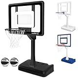 GoSports Splash Hoop Elite Pool Hoop Basketball Game with Water Weighted Base, Adjustable Height, Regulation Steel Rim and 2 Pool Basketballs - Black