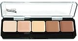 Graftobian HD Glamour Crème Foundation Palette (Highlight & Contour Light) - High Definition 5 Color Makeup Palette, Cream Based Hi-Lite and Contour Palette, Full Coverage - Light Skin Shades