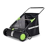 GreenSweep Pickup Pro Max Garden Sweeper, Manual Leaf & Grass Push Lawn Sweeper