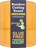 Greener Chef Safest No Glue Medium Bamboo Cutting Board 15 Inch – Lifetime Replacements, Family-Friendly Organic Wood Cutting Boards for Kitchen - Wood Cutting Board and Chopping Board