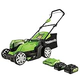 Greenworks 48V (2 x 24V) 17" Cordless (Push) Lawn Mower (125+ Compatible Tools), (2) 4.0Ah Batteries and Dual Port Rapid Charger Included
