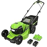 Greenworks 48V (2 x 24V) 21" Brushless Cordless (Self-Propelled) Lawn Mower (LED Headlight), (2) 5.0Ah Batteries and Dual Port Rapid Charger Included (125+ Compatible Tools)
