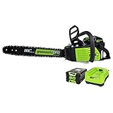 Greenworks 80V 18" Brushless Cordless Chainsaw (Great For Tree Felling, Limbing, Pruning, and Firewood) / 75+ Compatible Tools), 2.0Ah Battery and Rapid Charger Included