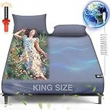 Grounding Sheets King, 95% Organic Cotton+ 5% Pure Silver Fiber, Grounded Sheets with Grounding Cord, Bed Grounding Kit for Healthy Sleep Therapy [King-76"x 80"x 13" DeepGrey]