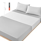 Grounding Sheets for All Mattress Sizes, BOVEREY Grounding Mat for Bed 10% Silver Fiber+90% Organic Cotton Grounding Sheets Sleeping Connect Earth Grounded Mat, with Cord & Tester 104.3"x23.6" (White)