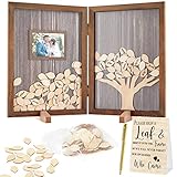 Gueevin 164 Pcs Wedding Decorations Wedding Guest Book Alternatives 160 Pcs Leaves Wedding Sign Guest Book Wedding Reception Wedding Favors for Guests Personalized Sign in Guest Book (Dark Color)