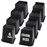 HANIHUA 8 Pack Bed Risers 6 inch Heavy Duty, Oversized Furniture Risers, Black Bed Lifts Risers for Table, Sofa, Chair, Couch, Desk, Bed Frame Risers Supports Up to 6,500 Lbs