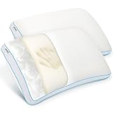 HEYCUZI Pillows Queen Size Set of 2 for Sleeping - Fluffy Down Alternative Microfiber and Memory Foam Fill, Gusseted Soft Bed Pillow for Side,Back,and Stomach Sleepers,Breathable Hotel Pillows(Medium)