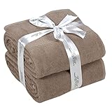 HILLFAIR 600 GSM- 40 x 80 Inches- 100% Cotton 2 Pc XXL Oversized Bath Towel Set- Soft Highly Absorbent Jumbo Bath Sheets Towels Sets- Quick Dry Oversized Bath Towel Sets for Hotel Spa Pool- Stone
