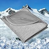HOMFINE Cooling Blankets for Hot Sleepers - Summer Blanket Thin Lightweight Breathable Soft Double Side Enhanced Cooling Blanket for Bed Couch Sofa, Keep Cool for Night Sweats (Grey, 90 x 90 inches)