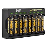 HW Rechargeable Lithium AA Batteries, 8 Pack 1.5V 3500mWh Li-ion aa Battery with 8-Bay AA/AAA Charger, Long-Lasting Power, 2.5H Fast Charge, 1000+ Cycles, Constant Output 1.5V Double A Batteries