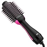 Hair Dryer Brush Blow Dryer Brush in One, Upgraded 4 in 1 Hair Dryer and Styler Volumizer with Negative Ion Anti-frizz Ceramic Titanium Barrel Hot Air Brush Hair Straightener Brush