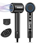 Hair Dryer, High-Speed Ionic Low Noise Blow Dryer with Brushless Motor for Fast Drying, Thermo-Control Quiet Compact Hair Blow Dryer with Magnetic Diffuser for Curly Hair for Home Travel Salon