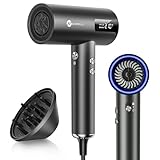 Hair Dryer - slopehill Professional Ionic Hair Dryer, Portable High-Speed Hairdryer, Travel Blow Dryer, Lightweight Digital HD Screen, Concentrator & Diffuser, Cool Shoot Button,Outlet