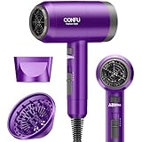 Hair Dryer with Diffuser,CONFU Ionic Blow Dryer 1600W,Portable Lightweight Fast Drying Negative Ion Hairdryer,3 Heat Settings with Diffuser and Concentrator Nozzle for Home & Travel