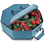 Hearth & Harbor Wreath Storage Container - Hard Shell Christmas Wreath Storage Bag with Interior Pockets, Dual Zipper and Handles - 30" Premium Wreath Storage Organizer Box