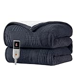 Heated Blanket Electric Blanket Throw 50''X60''-Heating Blanket with 6 Heat Settings-2-10 Hours Auto Off,ETL Certified,Machine Washable (Black)
