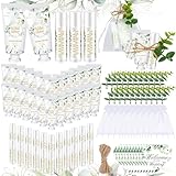 Heigble 50 Set Bridal Shower Favors Bulk Wedding Gifts for Guests Include Lip Balm Wedding Hand Cream Bag and Tag for Bridal Shower Bachelorette Party Decoration(Eucalyptus)