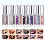 Hotiary Glitter Liquid Eyeshadow Metallic Pigments Shimmer Makeup Metals Gloss for Eyes Eyeliners Sparkling Eye Shadow Shiny Pen Eyeliner Kit Long Lasting Waterproof (12 Colors Set)