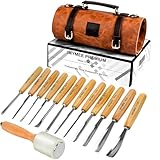 IMYMEE Wood Carving Tools Set of 12 Chisels With PU Storage Bag,Wood Carving Chisels,Sharp Cr-V 65 Steel Blades,Wood Chisels for Woodworking,Wood Whittling Kit for Beginners,Wood Carving Kit