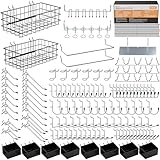 INCLY 238PCS Pegboard Accessories Organizer Kit, Peg Board Hooks Assortment with Peg Bins, Baskets, Paper Towel Holder for 1/8 and 1/4 inch Pegboard Hanging Tools, Garage Wall Storage Attachments