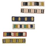 INK+ALLOY Beaded Hair Clips Set Value Pack, Boho Seed Bead Striped Barrettes for Women, Handmade Accessories for the Modern Bohemian (Set of 6)
