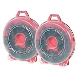 IRIS USA 24" Wreath Storage Container With Latches and Handle, 2 Pack, For Holiday Garland/Wreath, Holiday Decorations, and Heavy Duty, Portable, High Protection, and Space Saving Storage, Clear/Red
