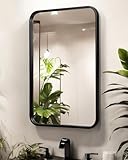 ITSRG Black Medicine Cabinet with Mirror, Cabinet Organizer for Medicine, Over The Toilet Medicine Cabinet, Medicine Cabinet recessed, Black Metal Framed Bathroom Wall Cabinet, 16x24 inch