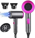 Ionic Hair Dryer, 1800W Professional Blow Dryer (with Powerful AC Motor), Negative Ion Technolog, 3 Heating/2 Speed/Cold Settings, Contain 2 Nozzles and 1 Diffuser, for Woman Kids Christmas Gifts